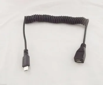 1 kom. Produžni kabel Micro USB B od muškarca prema ženi M/F, Spiralni Kabel Za punjenje, Kabel 5 m