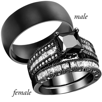 2023 Modni Angažman prsten, Slatka Ženske Dijamanata, Prsten s цирконием, Skup Klasičnih crnih muških prstena od nehrđajućeg čelika, trend par prstenova