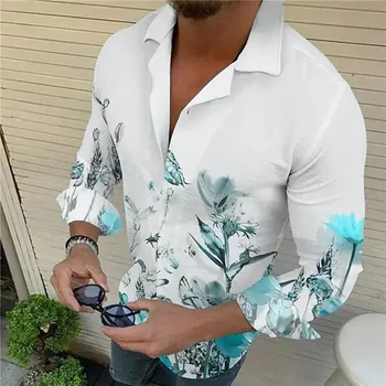 2023 Nova Muška Tanka košulja s dugim rukavima u cvijetu Luksuzna casual odjeću za maturalne Košulju s cvjetnim uzorkom Muška odjeća