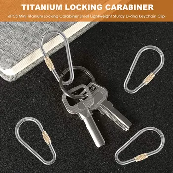 6 kom. Mini-titan lock carabiner, mali, lagan, izdržljiv privjesak sa D-neck prstenom za penjanje u zatvorenom prostoru i na otvorenom