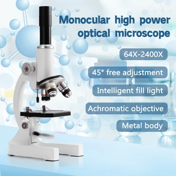 64X-2400X Монокулярный Optički Mikroskop Za djecu osnovne škole, Znanstvene Eksperimentalne Nastave Biološki Mikroskop, Dar Za Djecu