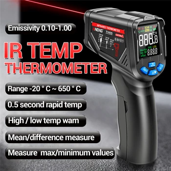 ANENG TH105 Infracrveni Digitalni Toplomjer Laserski Mjerač temperature -20 ~ 650 ° c Beskontaktni Pištolj za Mjerenje Temperature s Alatima VA Rev