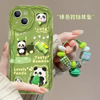 Bistra Stražnji Poklopac s Slatka Crtani Panda i Ovjes-Браслетом za iPhone 14 Pro Max 13 12 11 Xsmax Xr X Xs 7 8plus