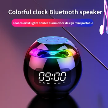 Bluetooth-kompatibilni zvučnik 5.0 s led digitalni sat s alarmom, glazbeni player, Bežični zvučnik u obliku kugle, Mini zvučnik BT