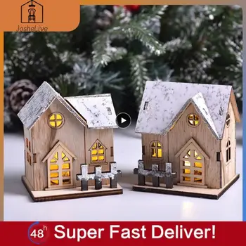 Božićni led svjetiljka, drvena kuća, sjajna kabina, Smiješne božićne ukrase za dom, nakit za Božićni drvce, darovi za djecu, Nova godina