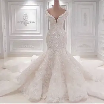 Brand Vestido De Novio, vjenčanice u Afričkom stilu Sirene, vjenčanicu s V-izrez i kristalima, haljina iz Dubaija