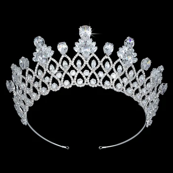 Crown princess Pribor HADIYANA Ukras za kosu Klasičan Dizajn za ženske Vjenčanja s Цирконием BC5258 kape-tiaras