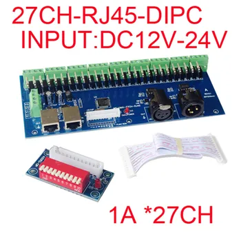 DC12V-24V 1A * 27CH Dekoder Led RGB DMX kontroler-27CH-RJ45-DIPC Led dimmer za led полосовых modula lampe