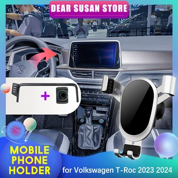 Držač mobilnog telefona za Volkswagen VW T-Roc A11 AC7 R-Line 2023 2024 Polica GPS Otvor Spona Stalak za mobilni Telefon Podrška iPhone Pribor