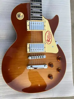 Električna gitara 1959 Flame Maple Top Butterscotch Sunburst s Obloge na red, Žuta Uvez Tela, Tuneri Tuilp, Kromirana Okovi