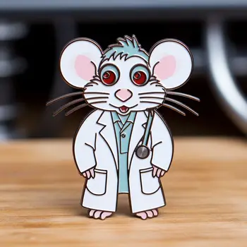 Emajl Pin Harong Doctor Mouse, Ljetni Dizajn, Nova Moda, Broš od niza Zabavnih slatka životinja, Ikona, Medicinski nakit i Pribor