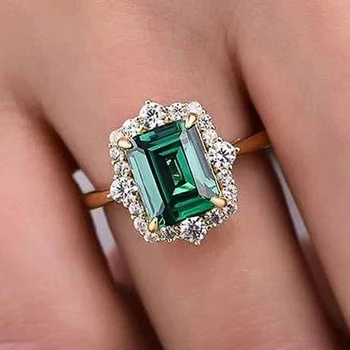 Huitan/ Novi dolazak, ženski prsten sa zelenim кубическим цирконием za vintage zurke, Plemenita donje prsten na prst, poklon za godišnjicu, luksuzan nakit