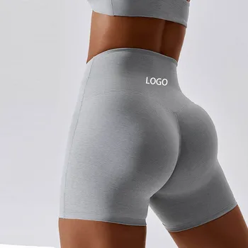 Izrađen po mjeri soft sportsku odjeću sa LOGOM, ženska silueta, sportska odjeća za joge s visokim strukom, uske kratke hlače za joge za fitness na bedrima