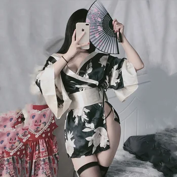 Japanska Kimona, seksi odjeću za косплея za žene, Tradicionalni ogrtač, Юката, Odijelo Sakura, пижама, Mekana svila zonu, Donje rublje Porno