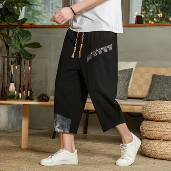 Japanski pamuk lana ženske sportske hlače, muške i ljetne prozračna skraćeni svakodnevne hlače s fleksibilnim gumicom u struku
