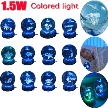 Jedinstveni kristalnu kuglu, noćne svjetiljke, USB 3D Atmosferske lampa, Sjajna morska meduza, Stolni noćna lampa, Noćni svjetlo, Božićni dar za djecu