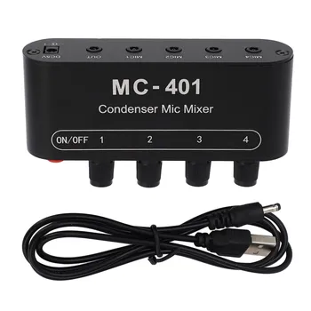 Kondenzatorski mikser za mikrofon DC 5V 4 u 1 Izlaz Dobru kvalitetu zvuka Микрофонная микшерная sustav od aluminijske legure Široka kompatibilnost za audio