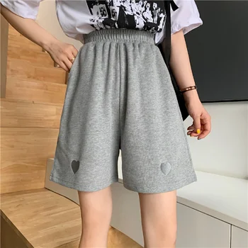 Kratke hlače Ženske sa šarenim vezom Dužine do koljena, Slobodna, široka, univerzalne, u stilu Харадзюку za odmor, Korejski stil, Novi dizajn Ins