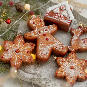 Kreativna ukras za Božićno drvce, privjesak u obliku kolačića, privjesak u obliku pahuljica, Los, Medenjak čovječuljak, Božićni ukras