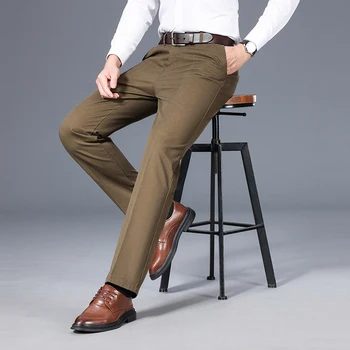Kvalitetne muške Svakodnevne Poslovne hlače, Običan tanke Hlače s fleksibilnim gumicom u struku, gospodo Vintage ulični hlače