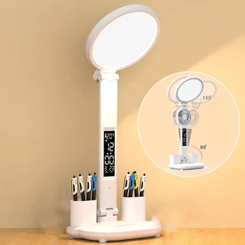 Led lampe za USB Dimmable Touch s kalendarom, температурными satima, noćno svjetlo, Sklopivi stol svjetiljka za studij, svjetlo za čitanje