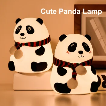 Led Leuke Siliconen Panda Lamp Usb Cartoon Touch Sensor Kleurrijke Pat Pat Nachtlampje Slaapkamer Nachtlampje Voor Kinderen Kids