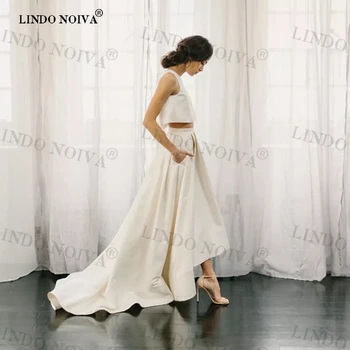 LINDO NOIVA Boho 2023, Komplet od dva predmeta, Vestidos De Noiva, Jednostavne Satin Vjenčanica Trapeznog oblika S Vlakom, Elegantne Vjenčanice Princeze
