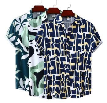 M-3XL, Muška Хлопковая ljetna košulja od poliestera kratkih rukava, Velike dimenzije, Prozračna Havajski Plaže muške Košulje, Svakodnevni košulje Za muškarce