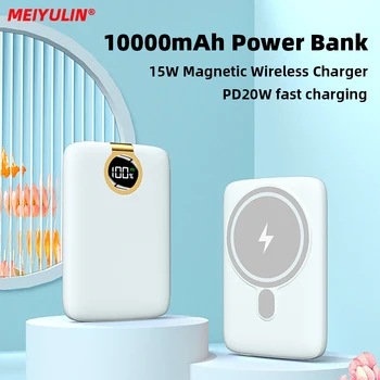 Magnetni Bežični napajanje 10000 mah Prijenosni 22,5 W USB C PD20W s brzim punjenja Vanjska baterija Powerbank za iPhone 14 Samsung
