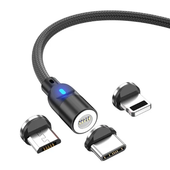 magnetni kabel punjača duljine 1 m, Micro USB Type C, Kabel za punjenje telefona Samsung Xiaomi, USB kabel, kabel s okretanjem na 540 stupnjeva