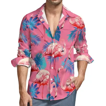 Majica s Flaminga, Svakodnevne majice s пальмовыми lišćem, Bluze Y2K s grafičkim uzorkom, Jesenski cool odjeća veličine