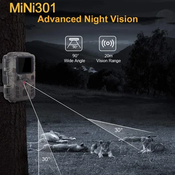 Mini kamera za praćenje sa IR led, Lov pokret za noćni vid, Vodootporan IP65, Фотоловушки za divlje životinje na otvorenom, 1080P, Domet 20 Mp do 65 metara