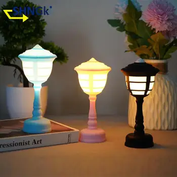 Minijature Mala led lampe Crna/roza/ Plava Mini-Ulične svjetiljke lampe na baterije Led ночники Ukras radne površine