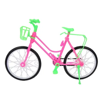 Minijaturni bicikl za djevojčice sa korpom, plastična imitacija mtb, igračka, ukras za dollhouse, mali bicikl