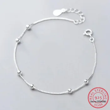 Moderan Minimalistički Cijele narukvica-lanac od perli za žene, nakit od prirodnog srebra 925 Sterling, dar 2023 BKSL052