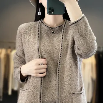 Modni Pletene prsluk s okruglog izreza, džemper, ženski Kardigan, Jesensko-zimske Besplatne majice, Ženske svakodnevni korejski ženska odjeća G3054