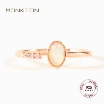 Monkton, danas srebro 925 sterling, Ovalni prsten s kubični cirkon za žene, Otvoreno Podesiv prsten na prst za poklon za rođendan, nakit za Zaruka