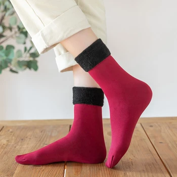 Muške I Ženske Čarape, Zimske Tople Čarape za snijeg, Obložen Termo-Baršun Čarape Unisex Solic Color