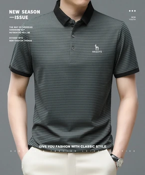 Muške polo majice Hazzys, Korejski Muška Košulja Za golf, Ljetna Odjeća u traku s po cijeloj površini na Zakopčane, Poslovna Muška Vanjska Odjeća, Majica kratkih rukava