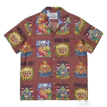 Nova košulja WACKO MARIA Sunflower Za muškarce i žene je 1:1, Havajske majice Vrhunske kvalitete, t-Shirt, Odjeća