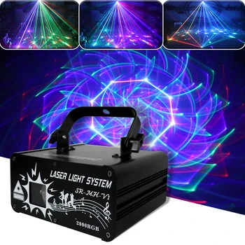 Novi 2 W RGB 3D Skener rasterske zrake Scenic Laserski Projektor DJ Disco-bar Klupska Zabava i Ples Vjenčanje Božićni Učinak Pokazuje Lampa DMX512
