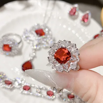 Novi Crveni Prsten za Žene s Kamenjem, koja se mijenjaju Veličinu, Elegantna Mode, retro, Luksuzne Dizajnerske Nakit Pribor, Vjenčani Dar Na Помолвку
