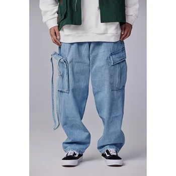 Popularni američki dizajn u stilu hip-hop, Izmjenjivi veliki džep, ukras, Slobodna Radna odjeća, Traperice, Široke hlače, muške hlače