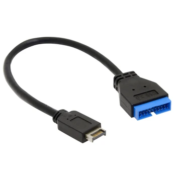 Pribor, Produžni kabel za prednje ploče, kabel adapter, crni, dugi, Type-E, na 20 kontakata, 20 cm, Trajni priključak USB 3.1