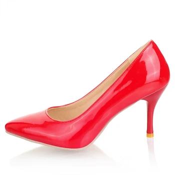 Proljeće-Jesen Ženske Elegantne Crvene cipele sa visokim tankim potpeticama 8 cm, Večernje, Office, Vjenčanje, Ženske cipele-čamaca velike Veličine, Zaptos Mujer