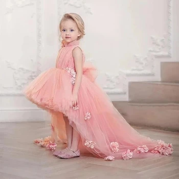 Roza modni haljina Princeze s cvjetnim uzorkom za djevojčice, falta, svečane haljine za pričesti, rođendana