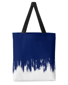 Sažetak bris boje, tamno plava ženska холщовая torba-тоут velikog kapaciteta za kupovinu za Višekratnu upotrebu studentski torbe na rame