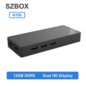 SZBOX Alder-N Lake N100 Mini-PC, Windows PRO 11 12 GB DDR5 NVME SSD 128 GB WiFi 6 BT 5,2 Dual HD Stolno Računalo