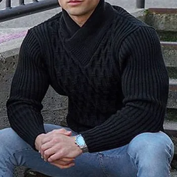 Termalni muški džemper u stilu Харадзюку, Pulover, Pletene vunene veste оверсайз, monotono uličnu odjeću s kratkim rukavima, Jesensko-proljetni vrhovima