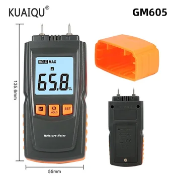 Tester vlage u drvu GM605, Instrument za mjerenje vlažnosti zraka, Digitalni Električni Tester, Hygrometer, Prijenosni Instrumenti za mjerenje vlage u drvu